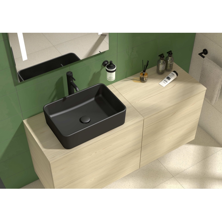 JIKA H8184237161121 - Pastatomas praustuvas CUBITO 50x35 cm keramika/matinė juoda