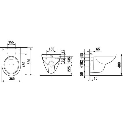 JIKA H8233800000001 - Pakabinamas tualetas LYRA keramika/balta