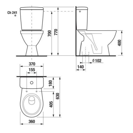 JIKA H8263860002413 - Artimai sujungtas klozetas LYRA keramika/balta