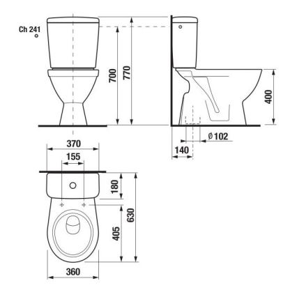 JIKA H8263870002413 - Artimai sujungtas klozetas LYRA keramika/balta