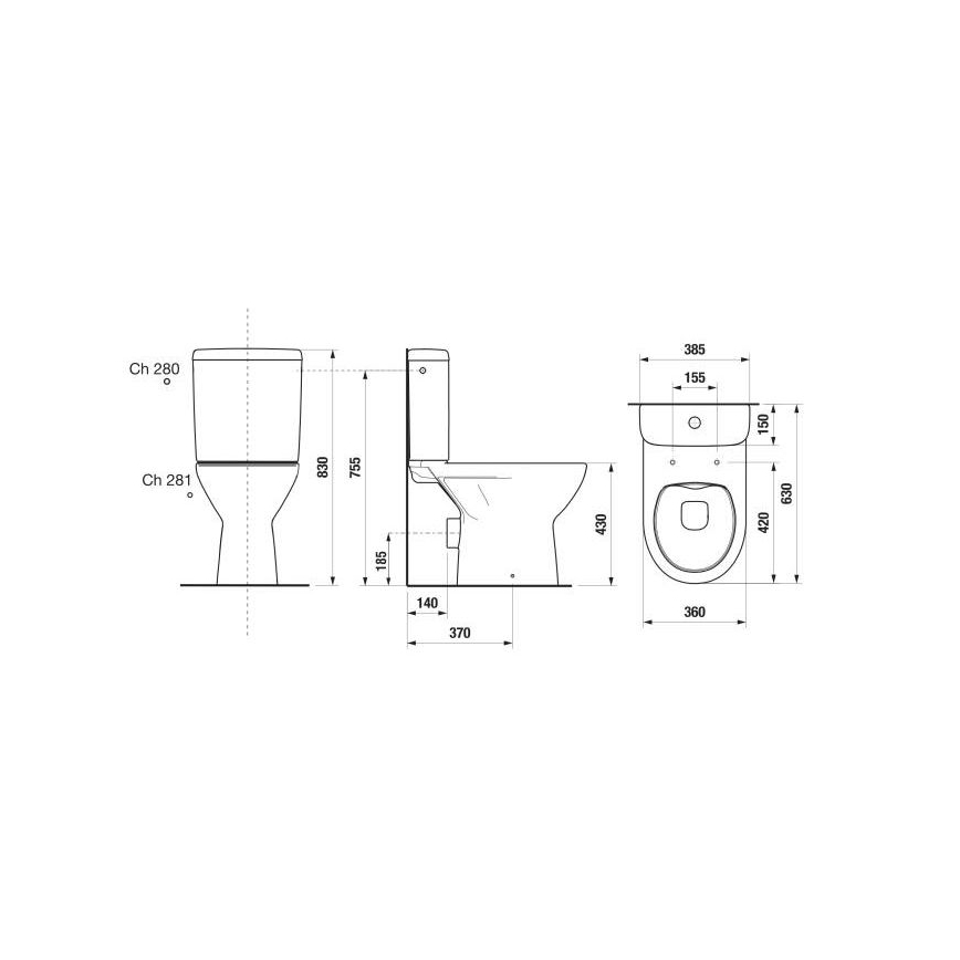 JIKA H8273860002801 - Artimai sujungtas klozetas LYRA keramika/balta