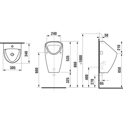 JIKA H8430610000001 - Pisuaras GOLEM, vidinis vandens įvadas, galinis nuotėkis, keramika/balta