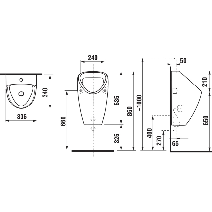 JIKA H8430610000001 - Pisuaras GOLEM, vidinis vandens įvadas, galinis nuotėkis, keramika/balta