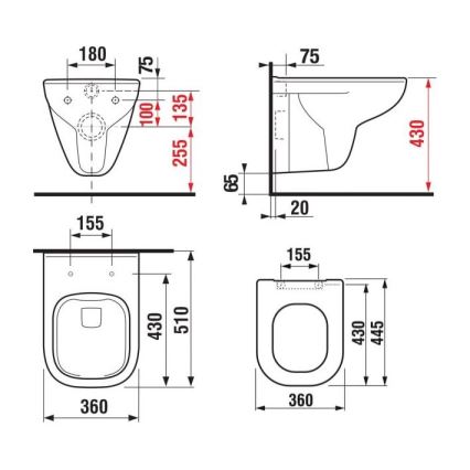 JIKA H8666140000001 - Pakabinamas klozetas DEEP keramika/balta + SoftClose tualeto sėdynė DEEP duroplastas/balta