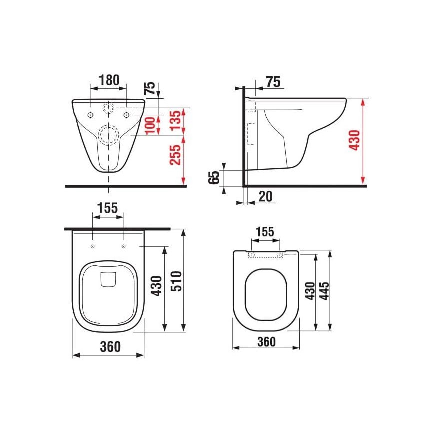 JIKA H8666140000001 - Pakabinamas klozetas DEEP keramika/balta + SoftClose tualeto sėdynė DEEP duroplastas/balta
