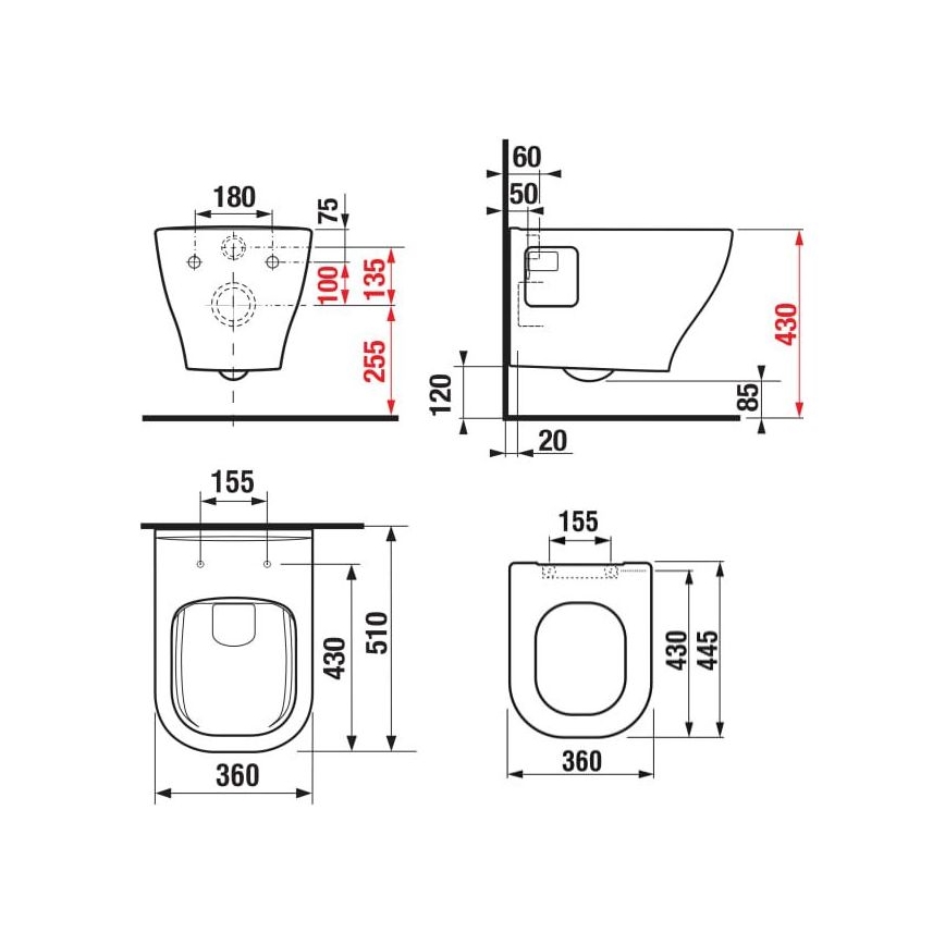 JIKA H8666160000001 - Pakabinamas unitazas DEEP keramika/balta + SoftClose tualeto sėdynė DEEP duroplastas/balta