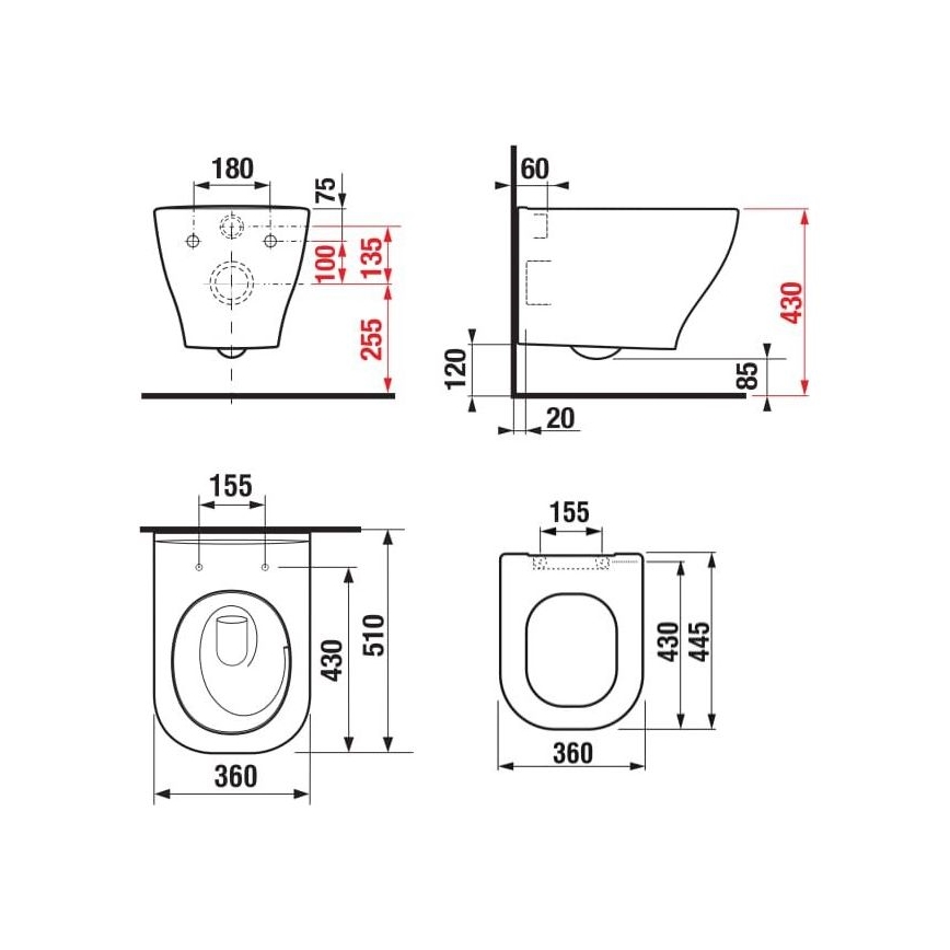JIKA H8666180000001 - Pakabinamas WC DEEP keramika/balta + tualeto sėdynė SoftClose DEEP duroplastas/balta