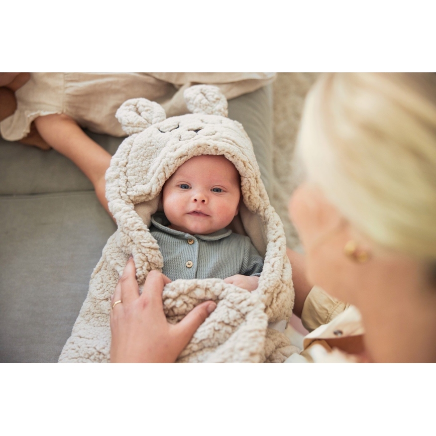 Jollein - Vystymo antklodė fleece Bunny 100x105 cm Nougat