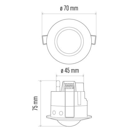 Judesio jutiklis įleidžiamas PIR B 360 ° 1200W / 230V baltas