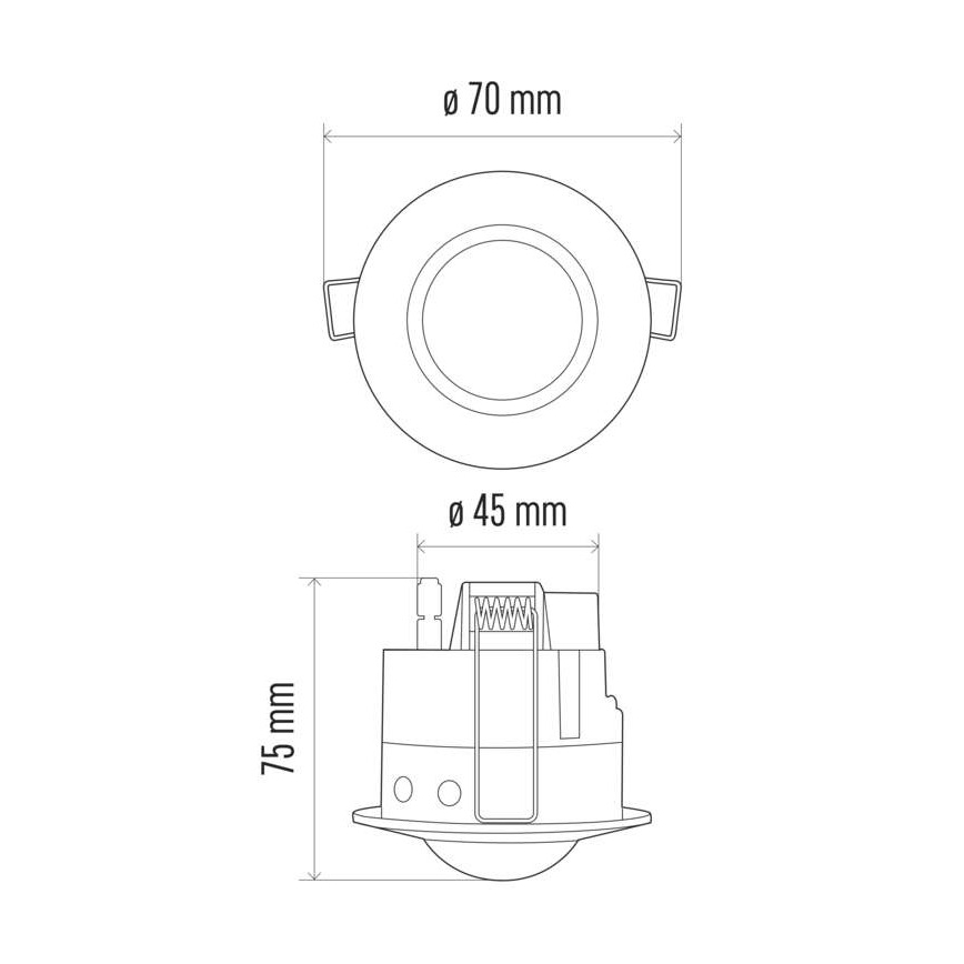 Judesio jutiklis įleidžiamas PIR B 360 ° 1200W / 230V baltas