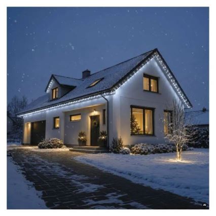 Jungiama girlianda 100xLED/10m IP44 šaltai balta juoda
