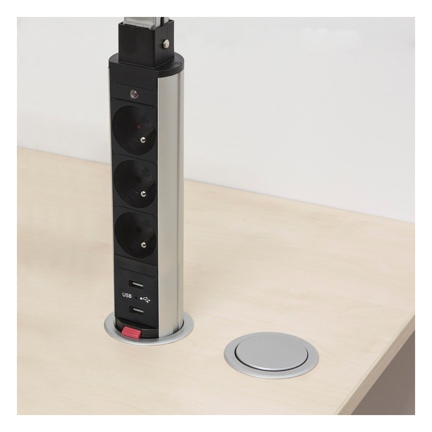 Jungiamas kištukinis stulpelis stalviršiui  2x230V + 2xUSB