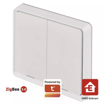 Jungiklis 2-mygtukai GoSmart 1xCR2430 Tuya balta