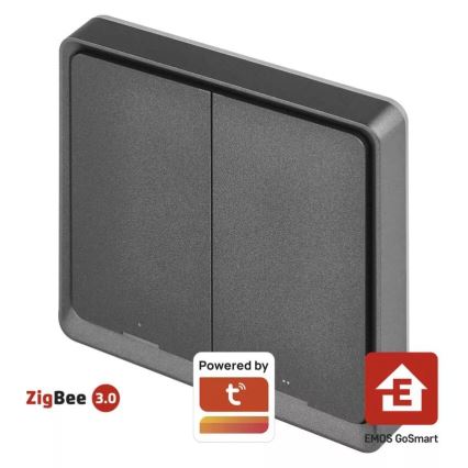 Jungiklis 2-mygtukai GoSmart 1xCR2430 Tuya juoda