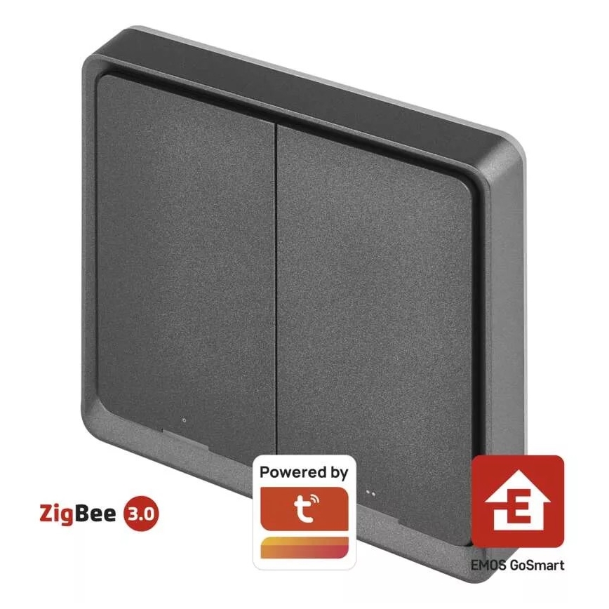Jungiklis 2-mygtukai GoSmart 1xCR2430 Tuya juoda