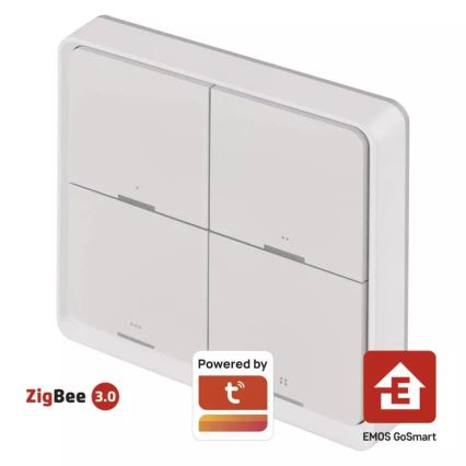 Jungiklis 4-mygtukai GoSmart 1xCR2430 Tuya balta