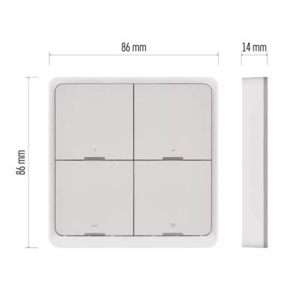 Jungiklis 4-mygtukai GoSmart 1xCR2430 Tuya balta
