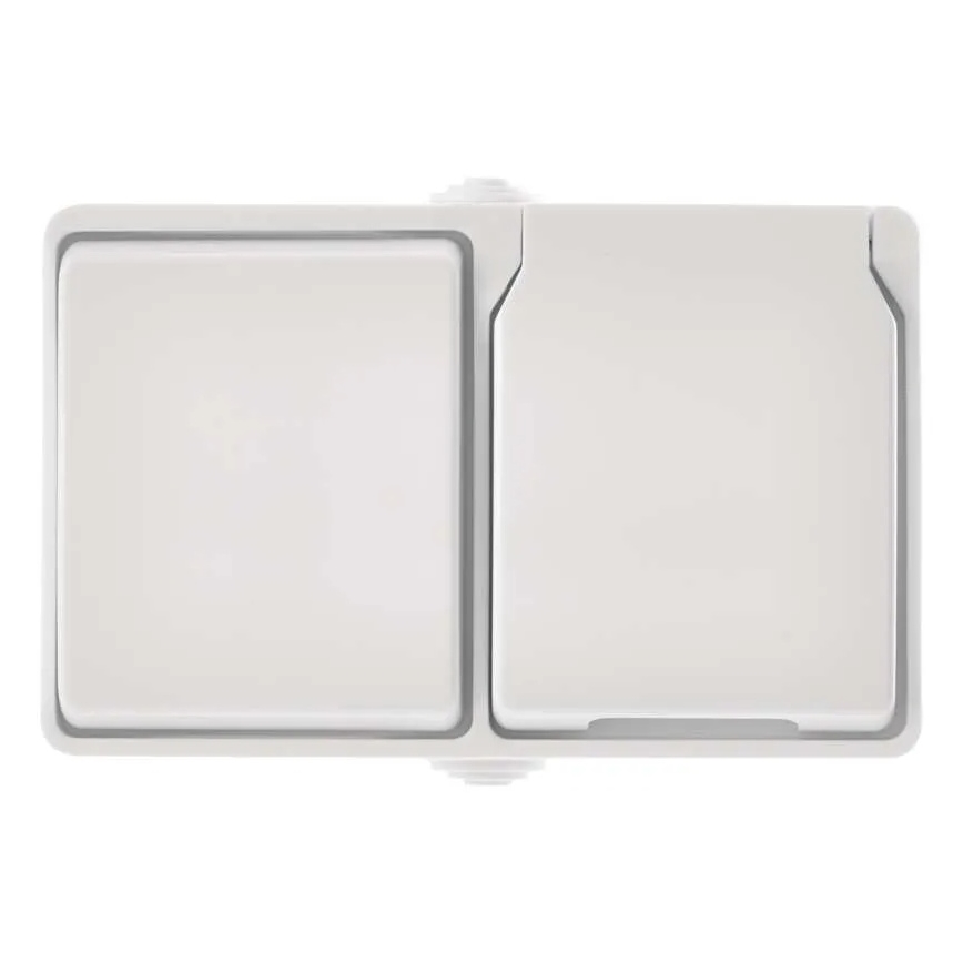 Jungiklis namų kintamasis nr. 6 su lizdu 250V/16A IP44 baltas