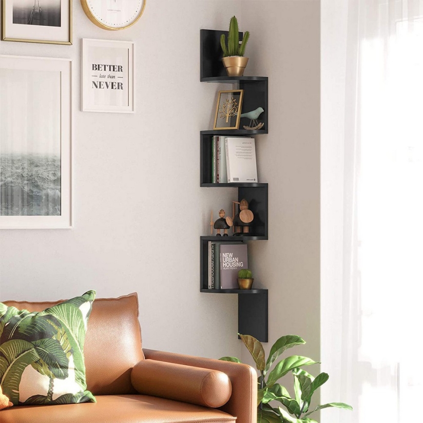 Juoda kampinė sieninė lentyna SNAKE