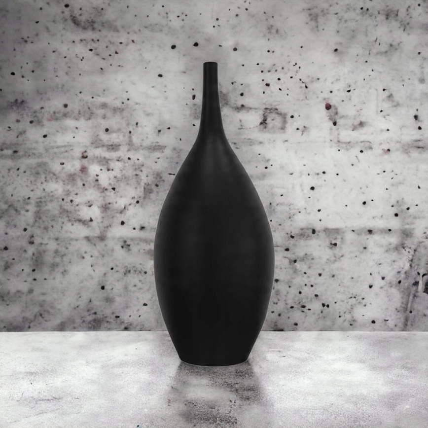 Juoda keraminė vaza, 47 cm