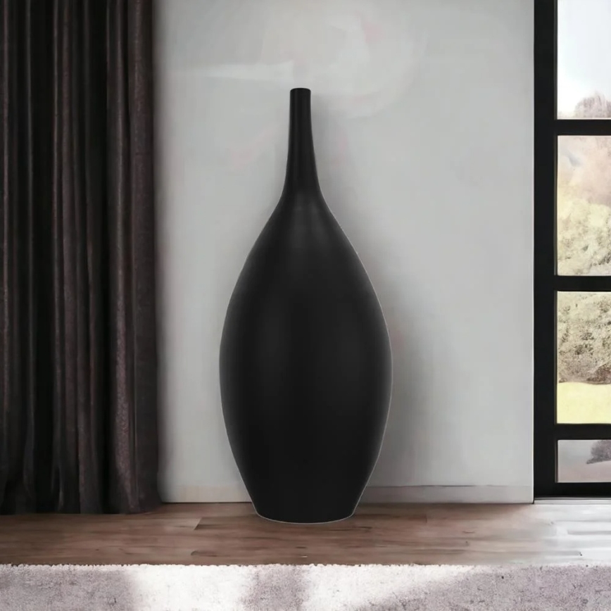 Juoda keraminė vaza, 47 cm