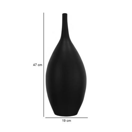Juoda keraminė vaza, 47 cm