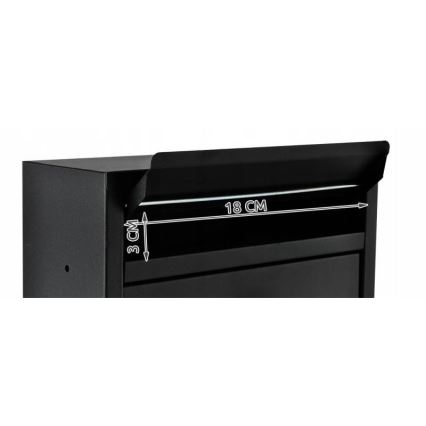 Juoda pašto dėžutė 21,7x32 cm