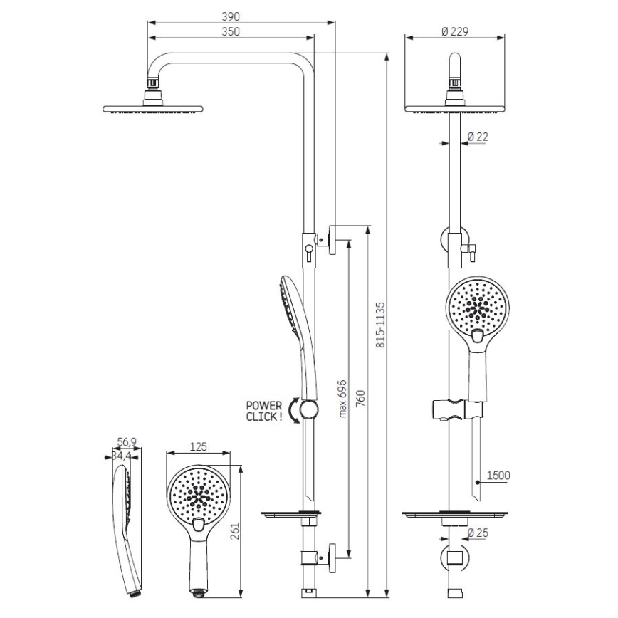 Juodas MARTOFTE dušo komplektas