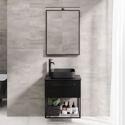 Juodas vonios veidrodis BORGSTED 60x80 cm