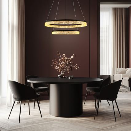 Juodos LED pakabos šviestuvas FROZI LED/38W/230V, 60 cm skersmens