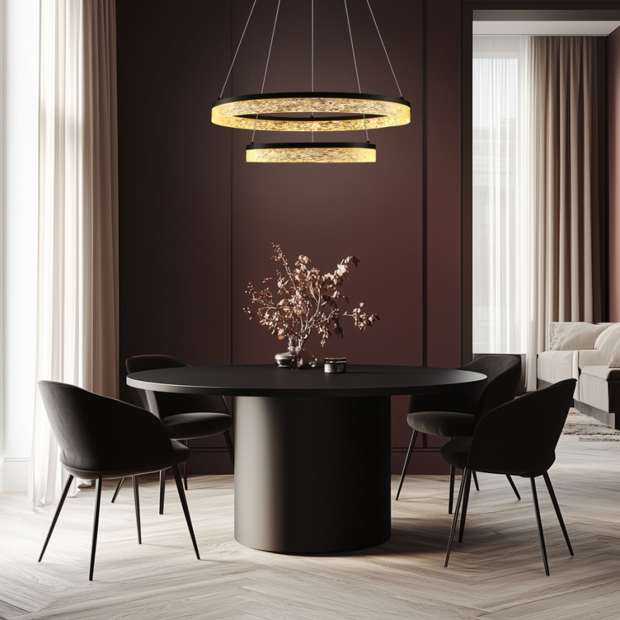 Juodos LED pakabos šviestuvas FROZI LED/38W/230V, 60 cm skersmens