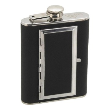 Juodos spalvos kolba su cigarų dėklu 175 ml