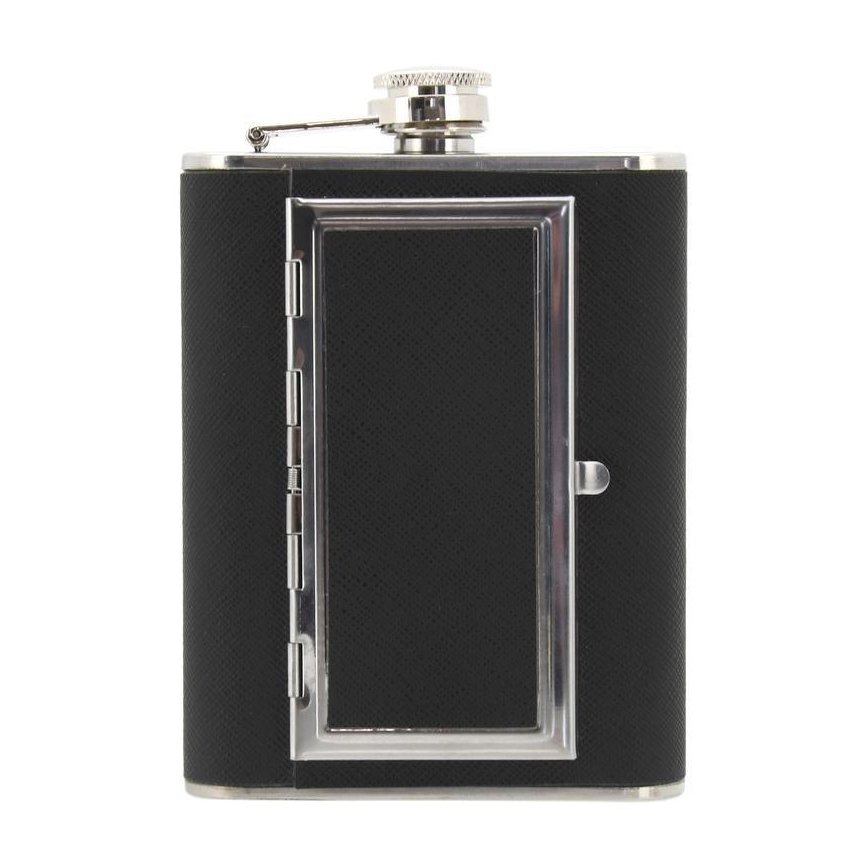 Juodos spalvos kolba su cigarų dėklu 175 ml