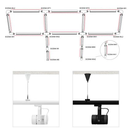 Strip without electrical connection SCENA TS 1 m juoda