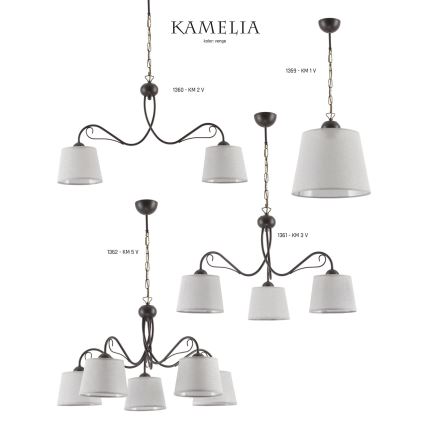 Jupiter 1362 - KM 5 V - Pakabinamas šviestuvas KAMELIA 5xE27/60W/230V grandinėje