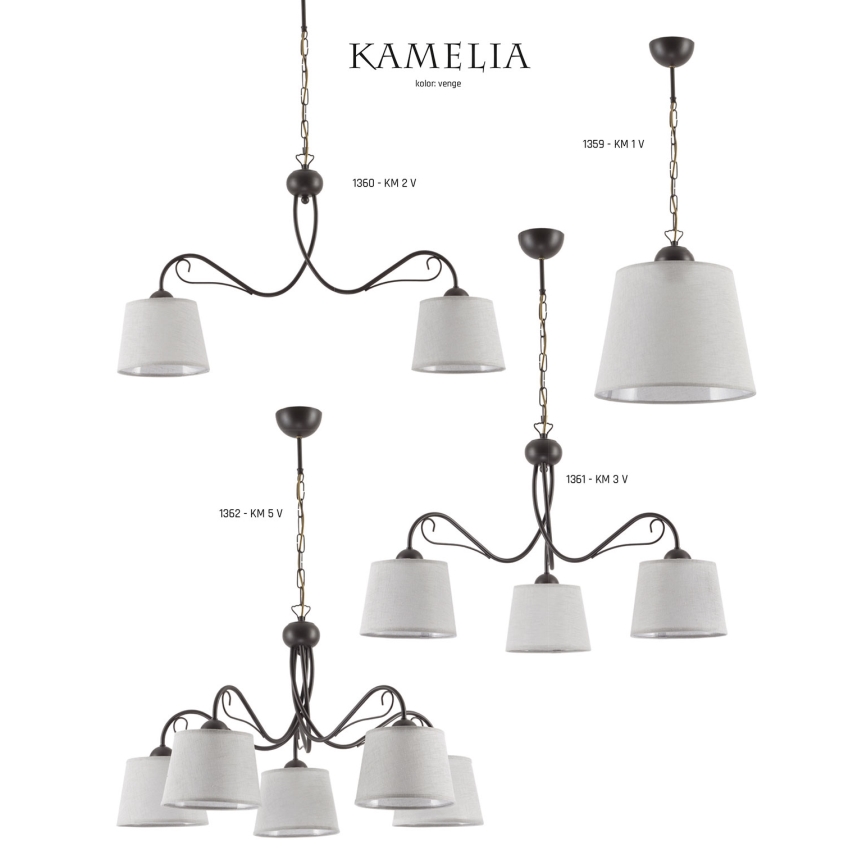 Jupiter 1362 - KM 5 V - Pakabinamas šviestuvas KAMELIA 5xE27/60W/230V grandinėje