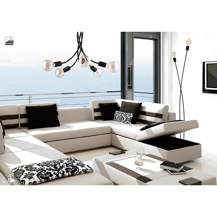 Jupiter 1640 - Kabinamas sietynas LUCE 5xE27/60W/230V juoda
