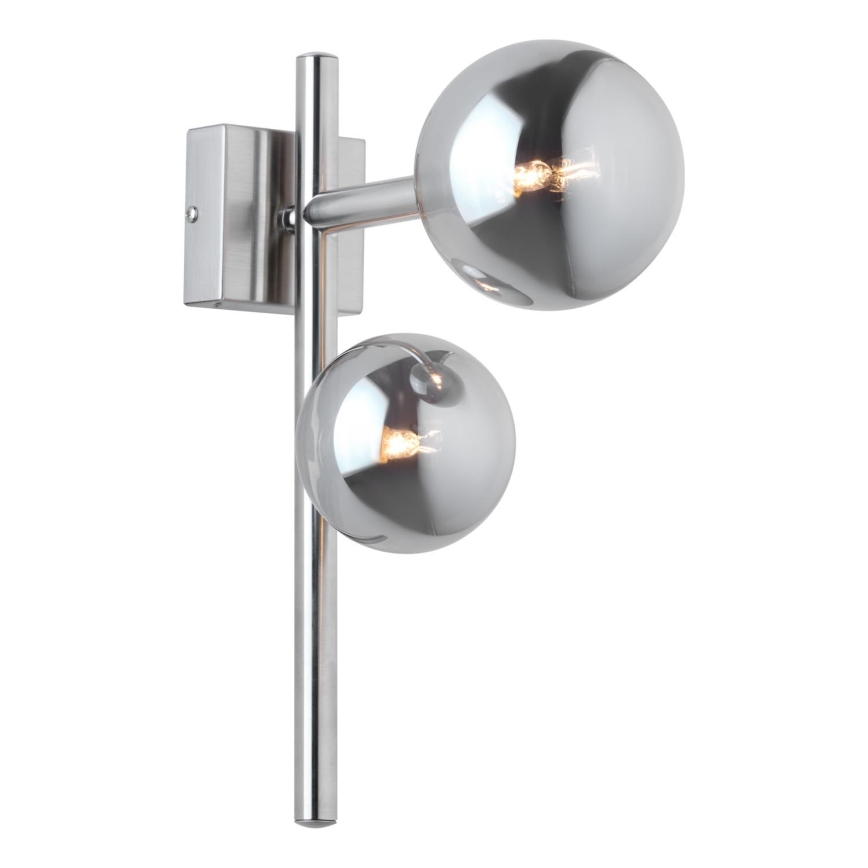 Jupiter 1903 - sieninis šviestuvas NEPTUN 2xG9/14W/230V, matinio chromo / dūminės pilkos spalvos