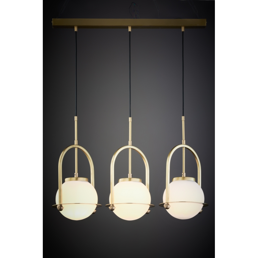 Jupiter 1917 - Pakabinamas šviestuvas ant laido ROSSO 3xE27/15W/230V, aukso spalvos