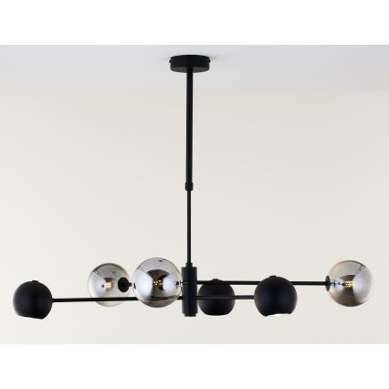 Jupiter 1974 - Sietynas ant stulpo MOKA 3xGU10/10W/230V + 3xG9/10W/230V juoda/blizgus chromas