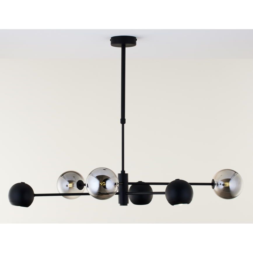 Jupiter 1974 - Sietynas ant stulpo MOKA 3xGU10/10W/230V + 3xG9/10W/230V juoda/blizgus chromas