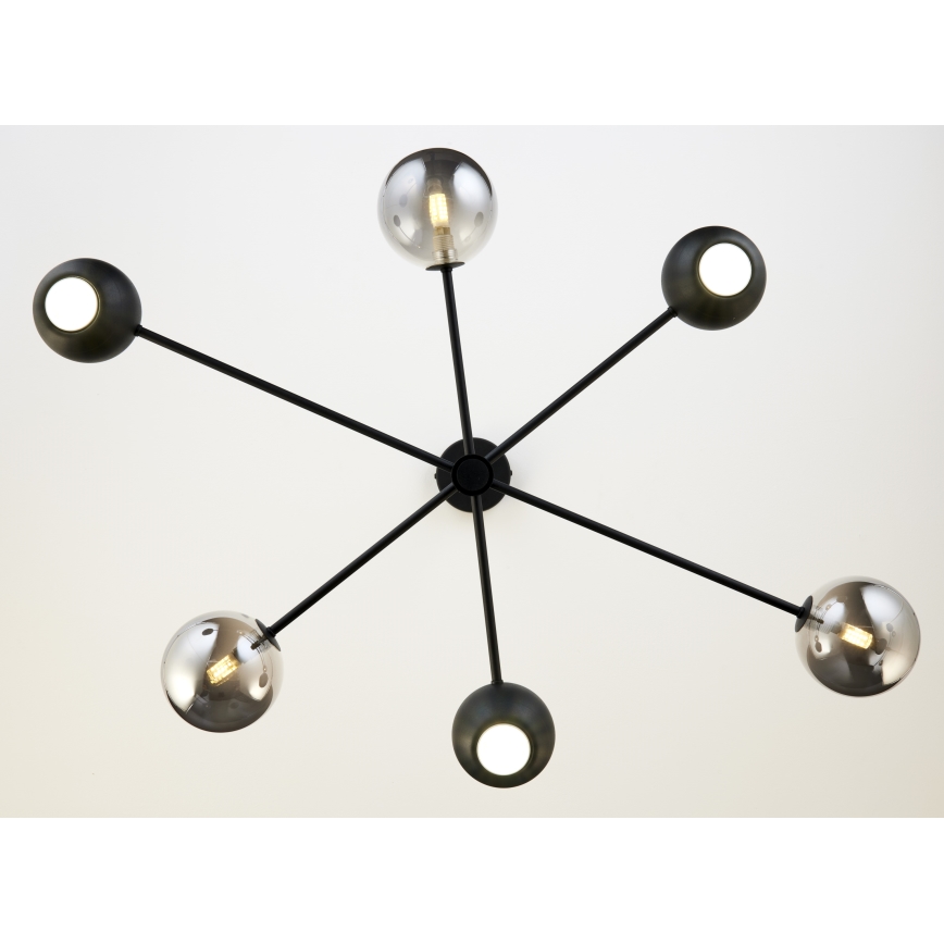 Jupiter 1974 - Sietynas ant stulpo MOKA 3xGU10/10W/230V + 3xG9/10W/230V juoda/blizgus chromas