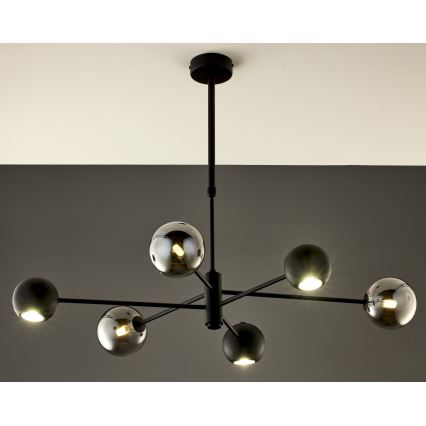 Jupiter 1974 - Sietynas ant stulpo MOKA 3xGU10/10W/230V + 3xG9/10W/230V juoda/blizgus chromas