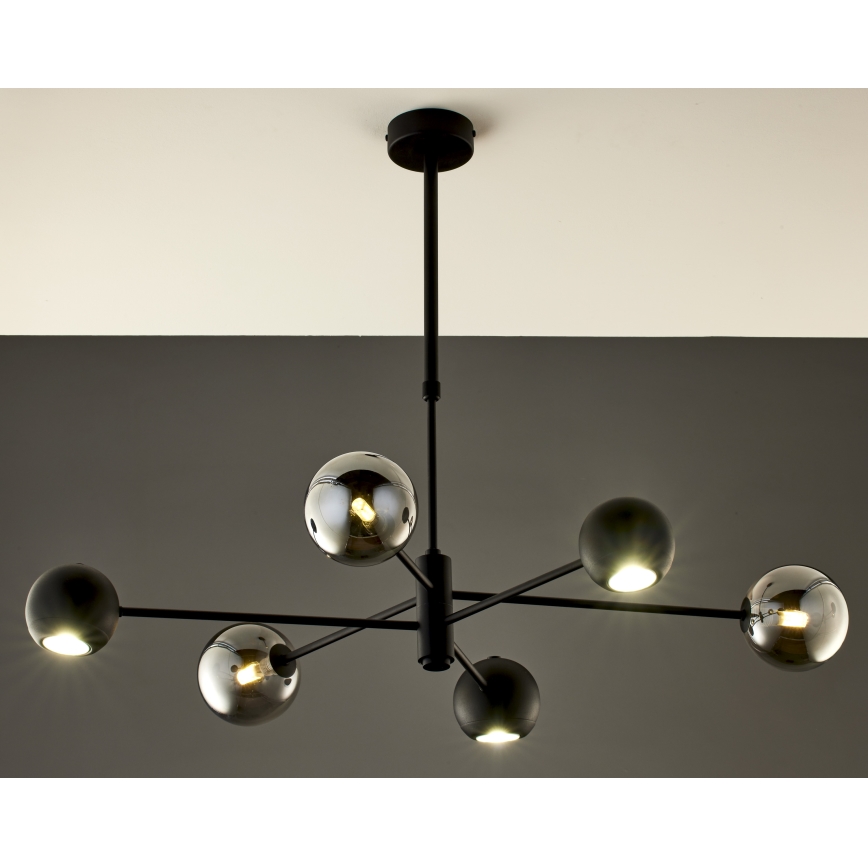 Jupiter 1974 - Sietynas ant stulpo MOKA 3xGU10/10W/230V + 3xG9/10W/230V juoda/blizgus chromas