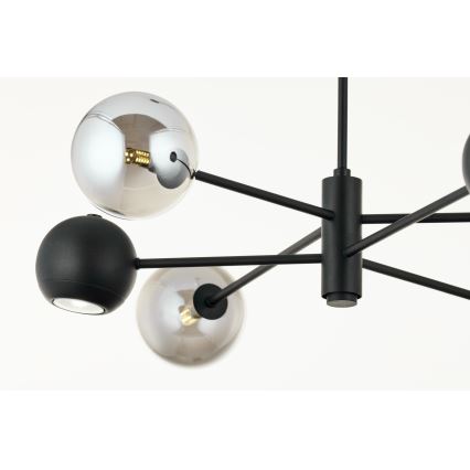 Jupiter 1974 - Sietynas ant stulpo MOKA 3xGU10/10W/230V + 3xG9/10W/230V juoda/blizgus chromas