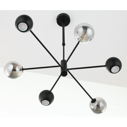 Jupiter 1974 - Sietynas ant stulpo MOKA 3xGU10/10W/230V + 3xG9/10W/230V juoda/blizgus chromas