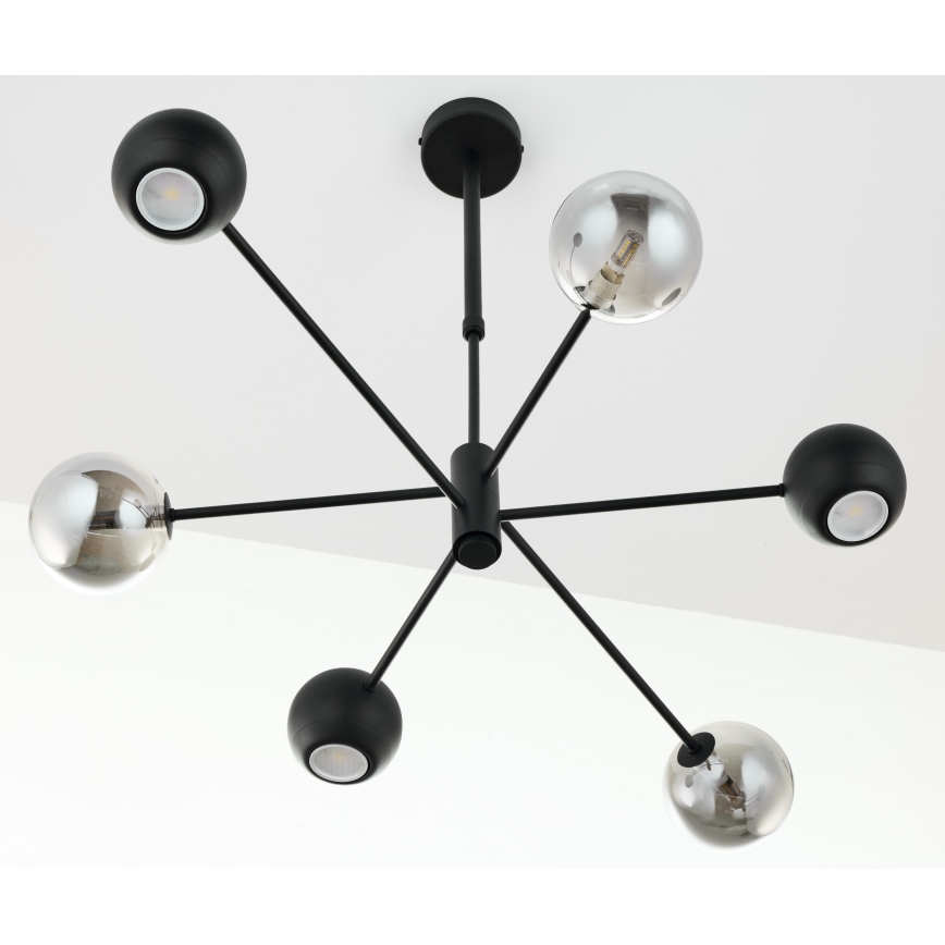 Jupiter 1974 - Sietynas ant stulpo MOKA 3xGU10/10W/230V + 3xG9/10W/230V juoda/blizgus chromas