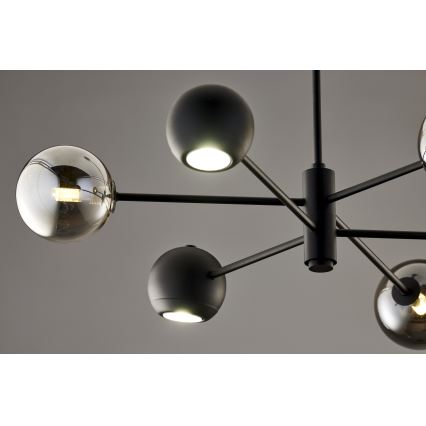 Jupiter 1974 - Sietynas ant stulpo MOKA 3xGU10/10W/230V + 3xG9/10W/230V juoda/blizgus chromas