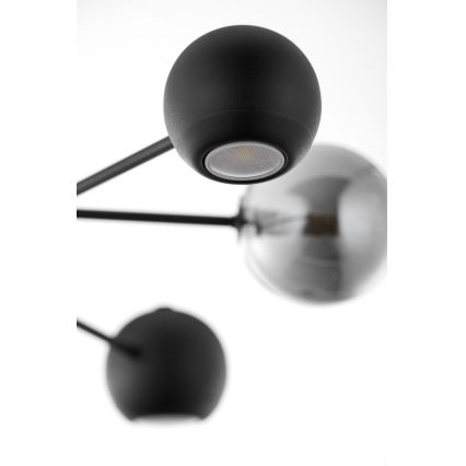 Jupiter 1974 - Sietynas ant stulpo MOKA 3xGU10/10W/230V + 3xG9/10W/230V juoda/blizgus chromas