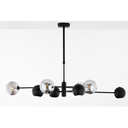 Jupiter 1975 - Sietynas ant stulpo MOKA 4xGU10/10W/230V + 4xG9/10W/230V juoda/blizgus chromas